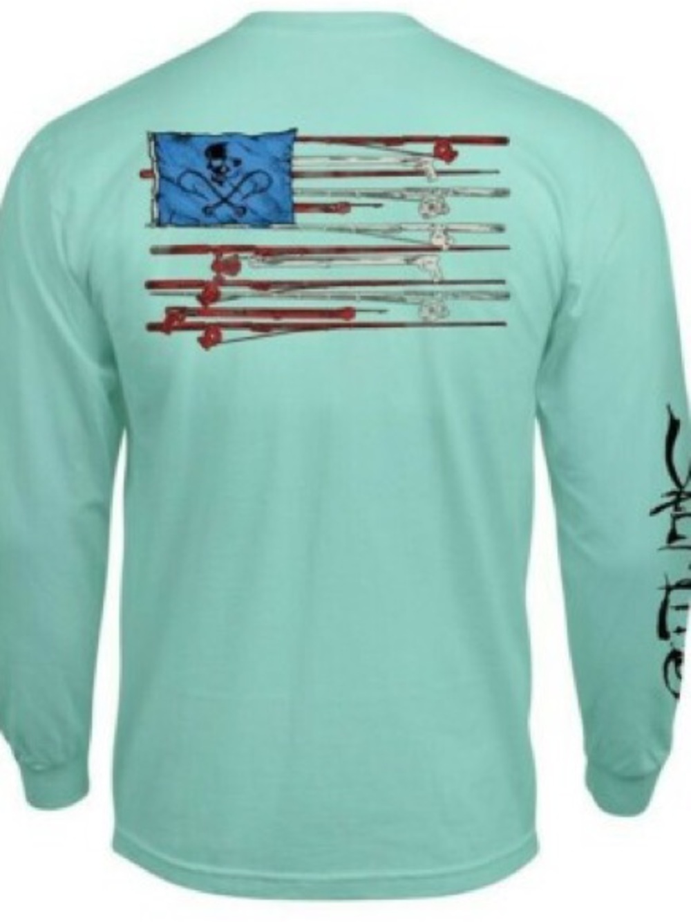 Salt Life Aqua Long-Sleeve Tee with Fishing Rod Flag Graphic